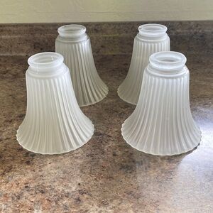 Vintage White Frosted Ribbed Glass Lamp Shades for ceiling fan - Set of 4